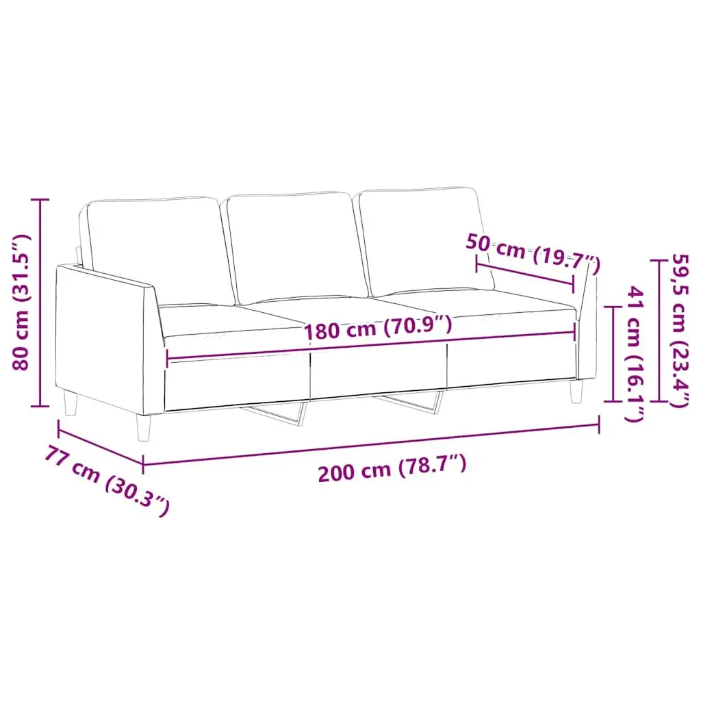 3-Seater Sofa Living Room Couch 180cm Cappuccino Faux Leather