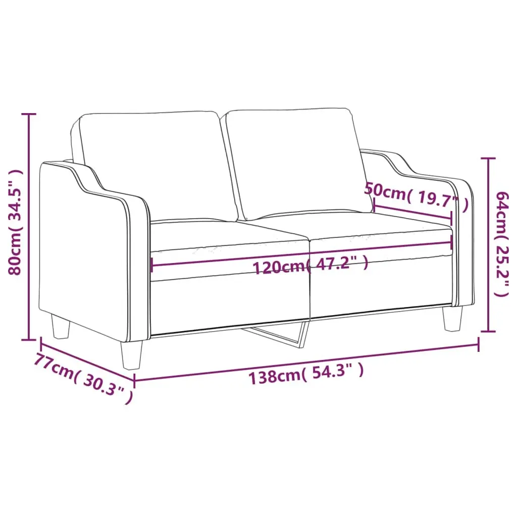 2-Seater Sofa Grey Fabric 120cm Living Room Couch Comfortable Padded Seat Modern