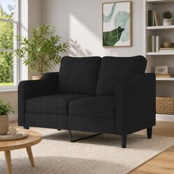 Comfortable 2-Seater Sofa in Durable Black Fabric