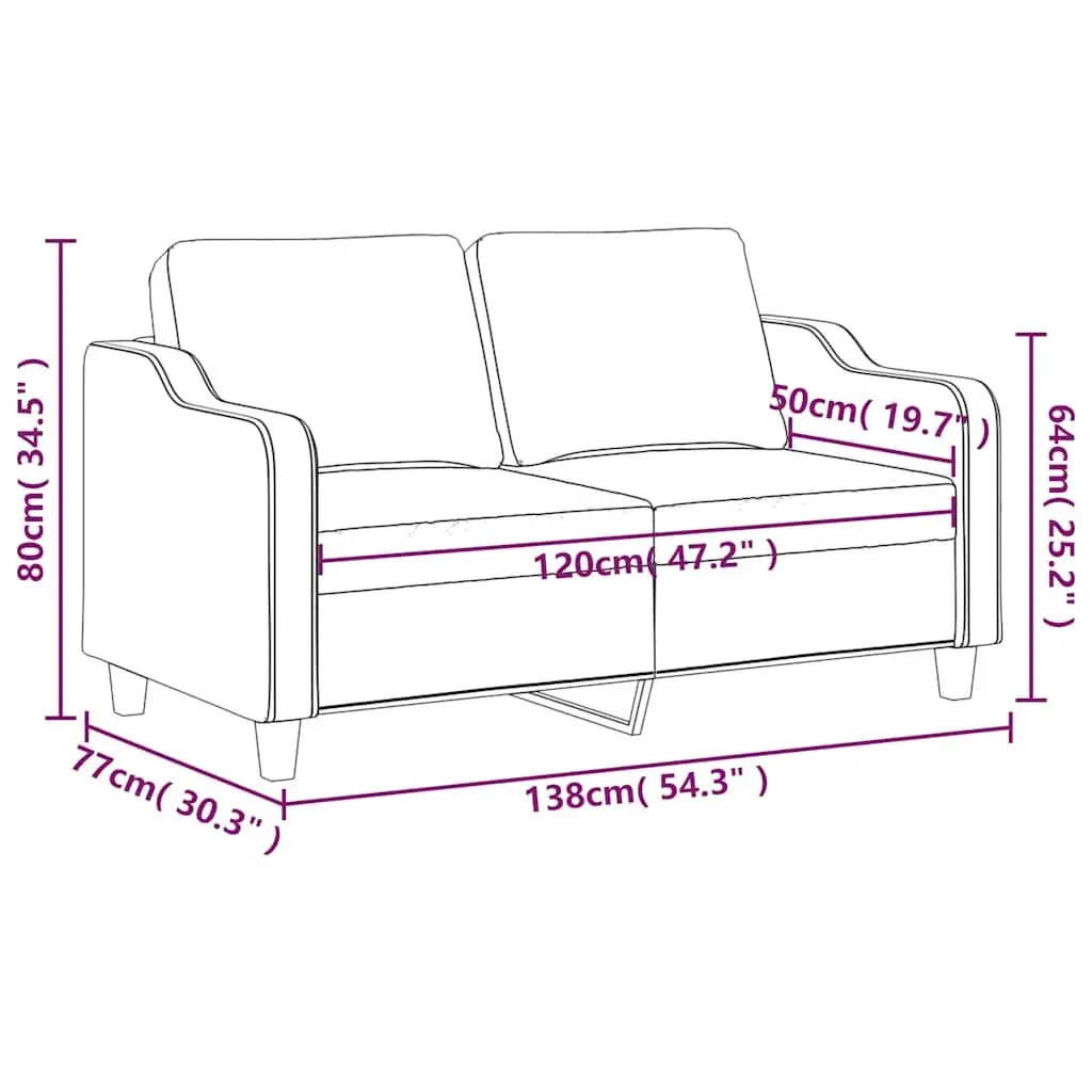2-Seater Sofa Black Fabric 120cm Modern Living Room Couch