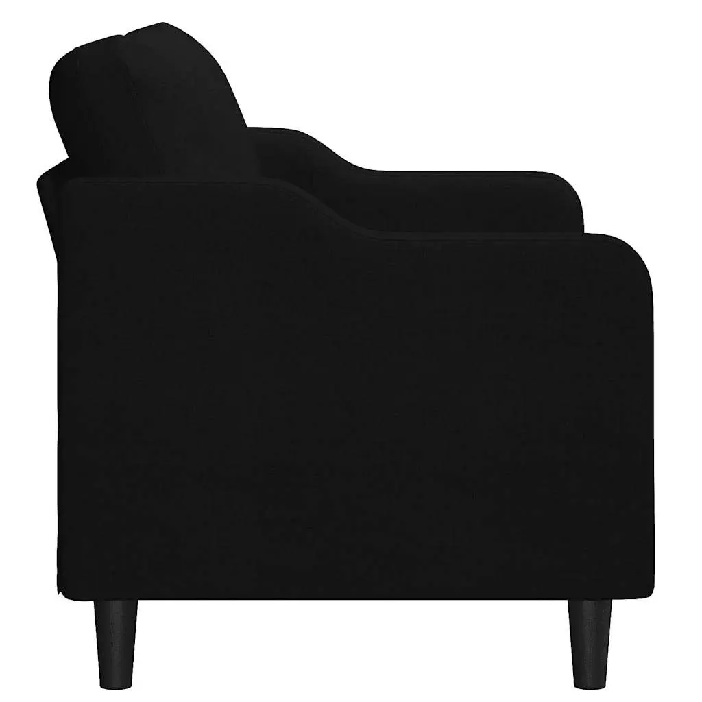 2-Seater Sofa Black 140cm Living Room Couch Fabric Upholstered Padded Settee