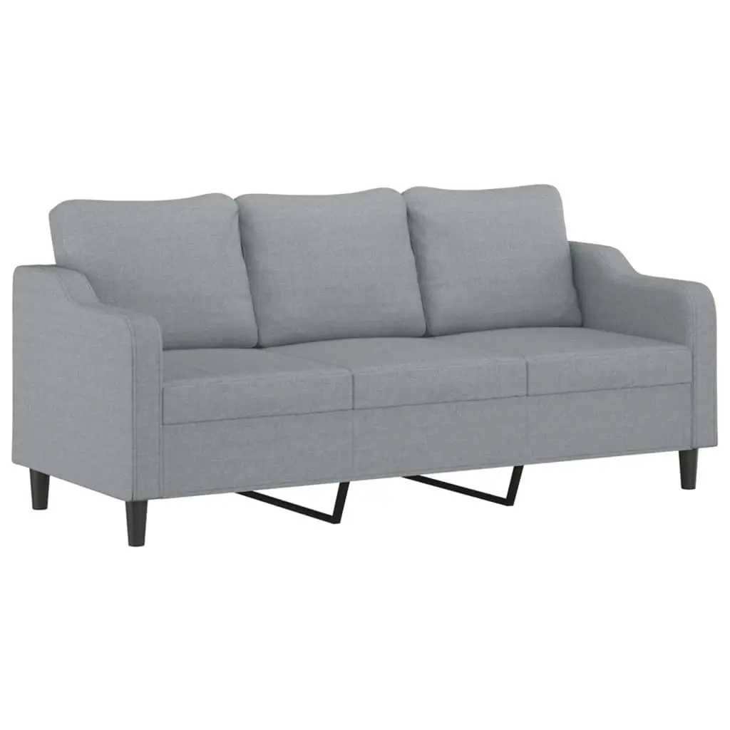 3-Seater Sofa Light Grey 180cm Modern Living Room Couch Fabric Upholstered