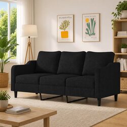 Comfortable Black 3-Seater Sofa with Modern Design