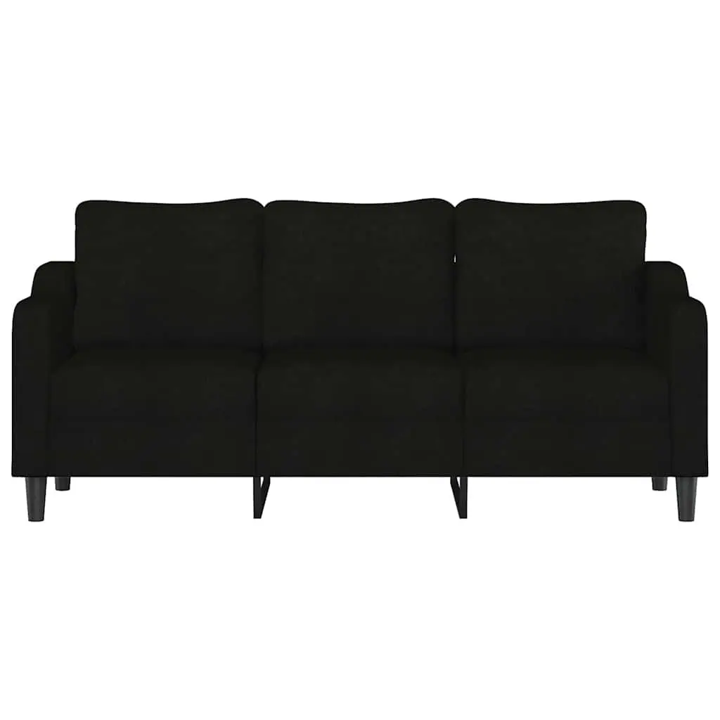 3-Seater Sofa Black 180cm Living Room Couch Fabric Upholstered Settee