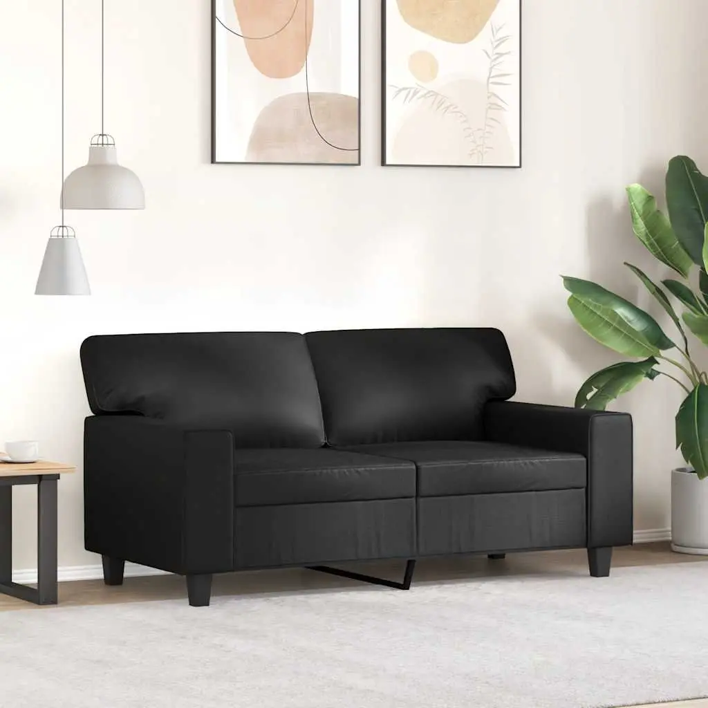 2-Seater Sofa Black 120cm Modern Living Room Couch Faux Leather