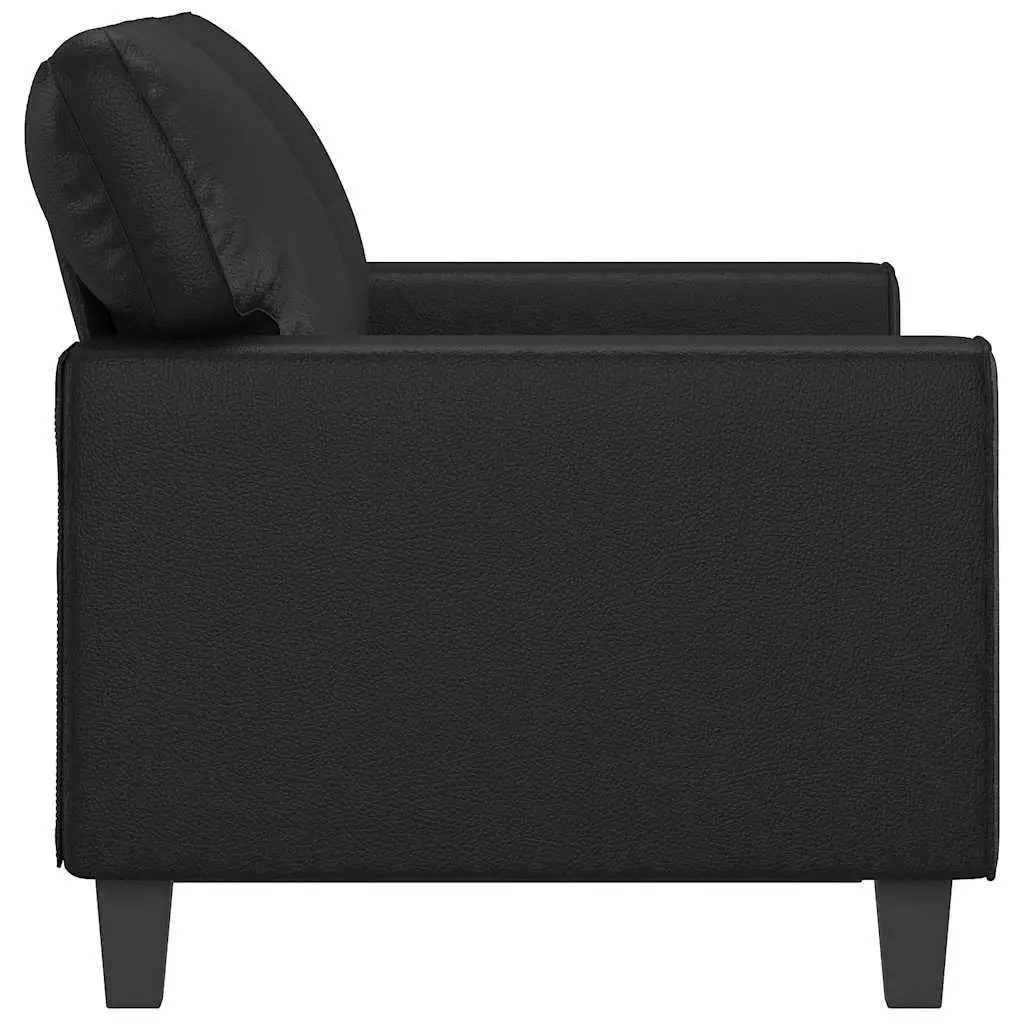 2-Seater Sofa Black 120cm Modern Living Room Couch Faux Leather
