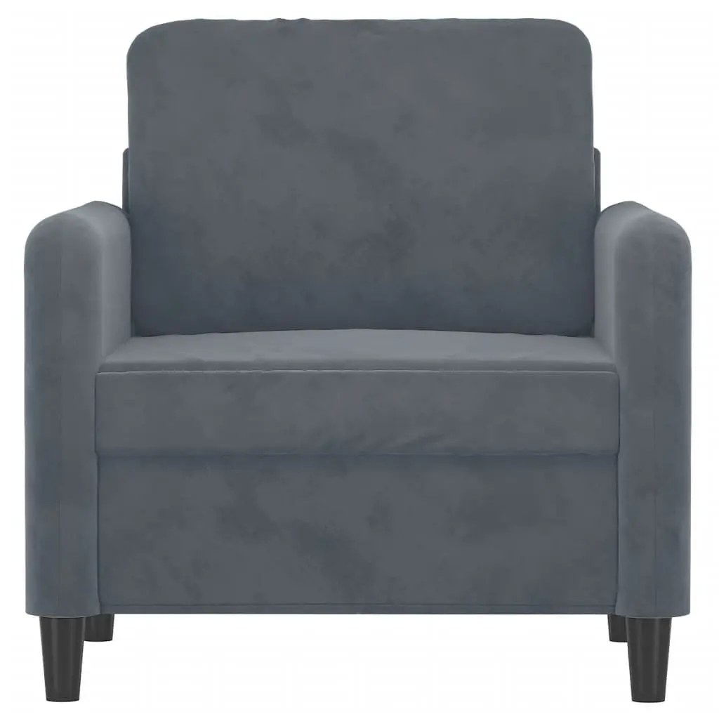 Sofa Chair Grey Velvet 60cm Modern Accent Armchair Lounge Seat