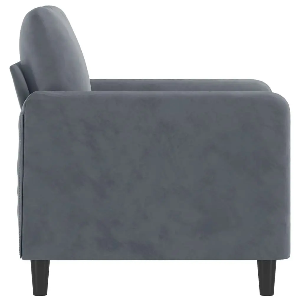 Sofa Chair Grey Velvet 60cm Modern Accent Armchair Lounge Seat