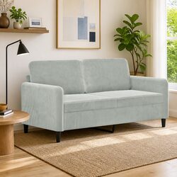 Comfortable Light Grey 140cm Velvet 2-Seater Sofa