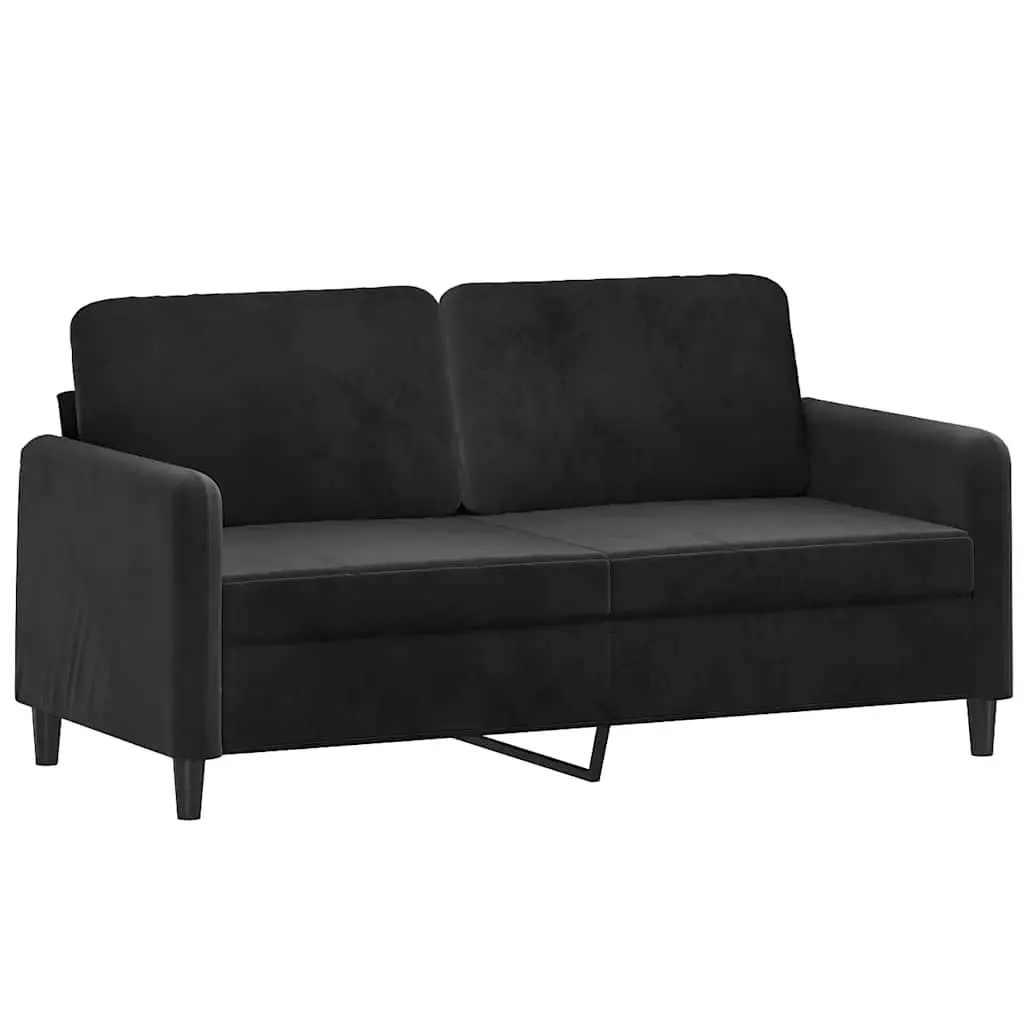 2-Seater Sofa Black 140cm Velvet Upholstered Modern Lounge Couch