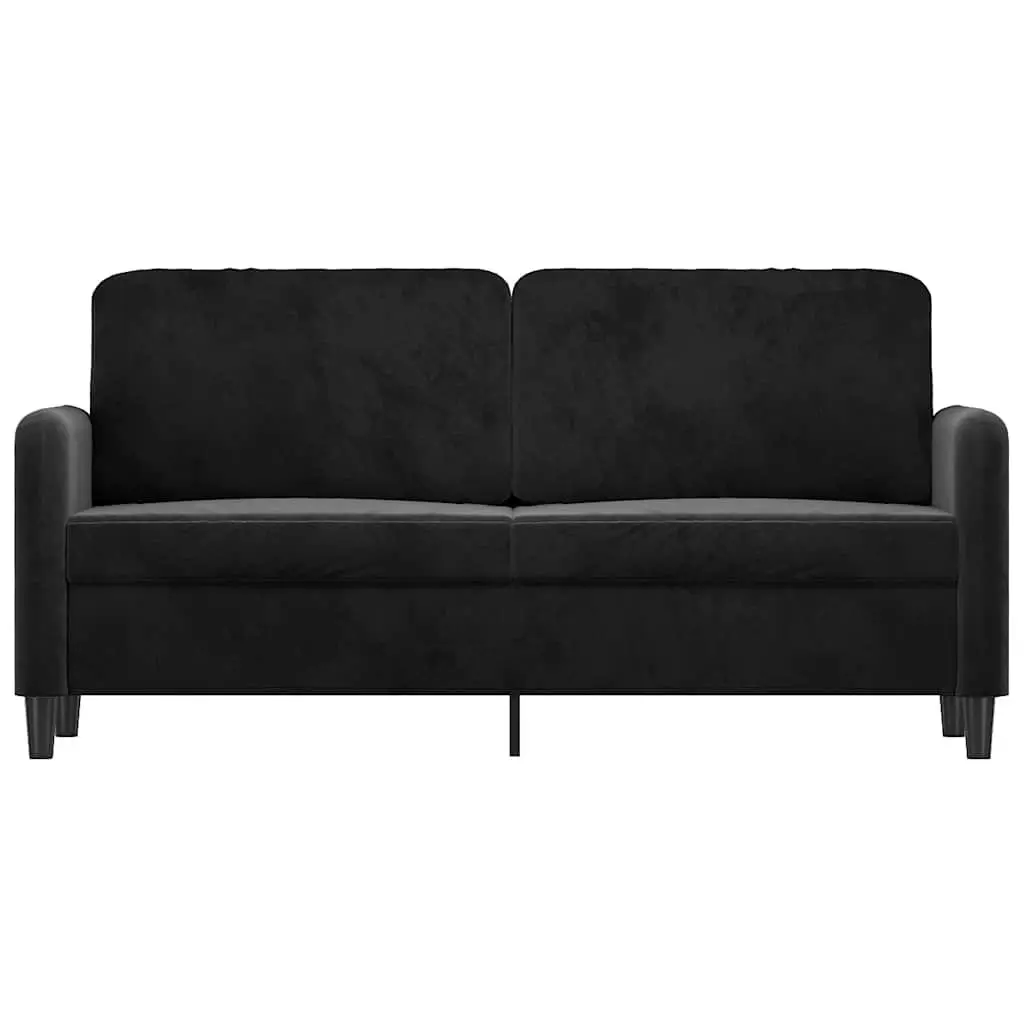2-Seater Sofa Black 140cm Velvet Upholstered Modern Lounge Couch