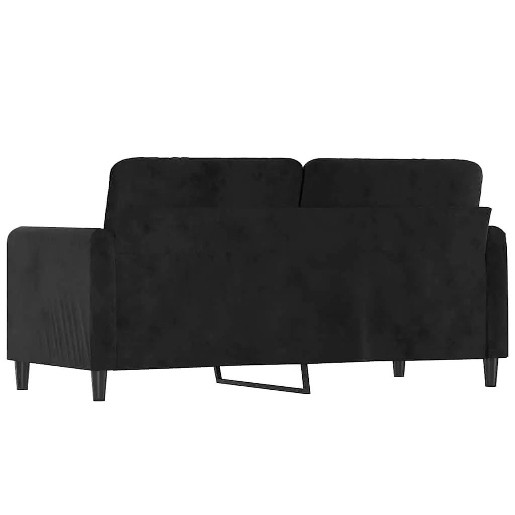 2-Seater Sofa Black 140cm Velvet Upholstered Modern Lounge Couch