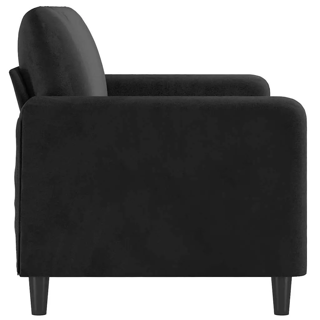 2-Seater Sofa Black 140cm Velvet Upholstered Modern Lounge Couch