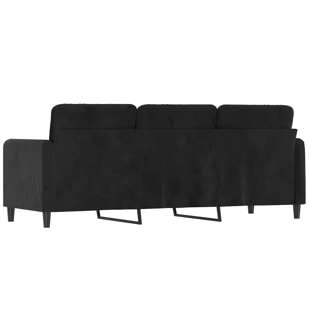 3-Seater Sofa Velvet Padded Armrest 180cm Black Modern Living Room Couch