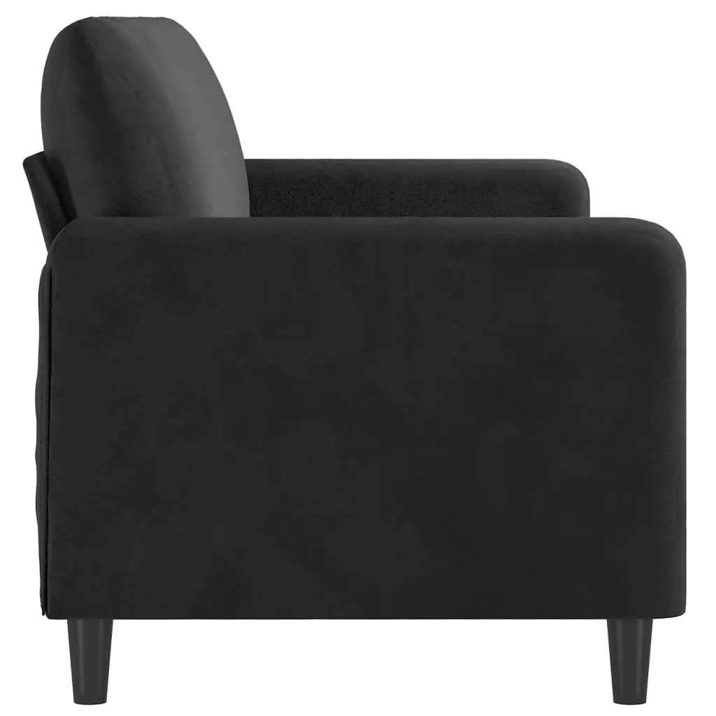 3-Seater Sofa Velvet Padded Armrest 180cm Black Modern Living Room Couch
