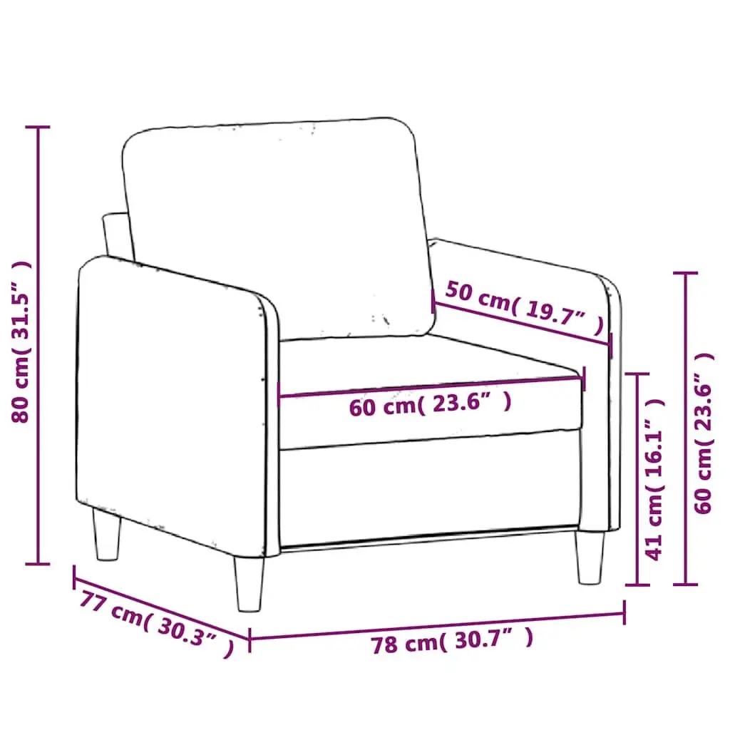 Black Fabric Sofa Chair 60cm Modern Living Room Armchair Lounge Seat