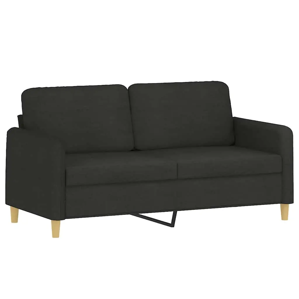 2-Seater Sofa Black 140cm Living Room Couch Fabric Upholstered Settee Modern
