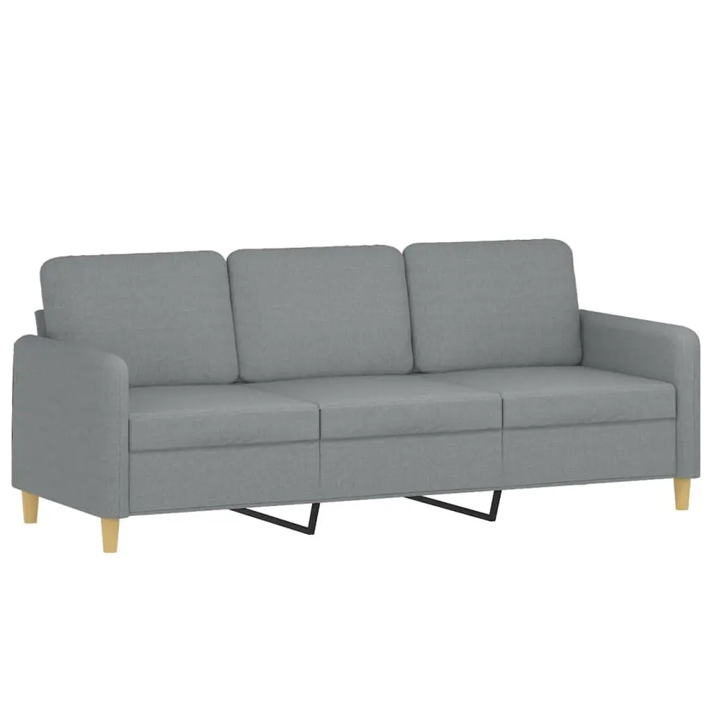 3-Seater Sofa Grey Fabric 180cm Upholstered Couch Living Room Furniture