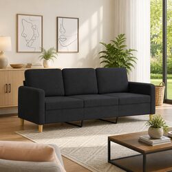 Comfort and Value: Black Fabric 3-Seater Sofa