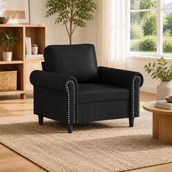 Comfortable Black Faux Leather Armchair for Everyday Use