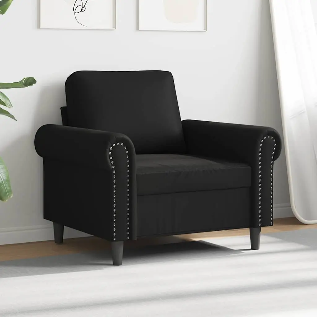 Black Faux Leather Sofa Chair 60cm Armchair Lounge Seat Modern Relaxing