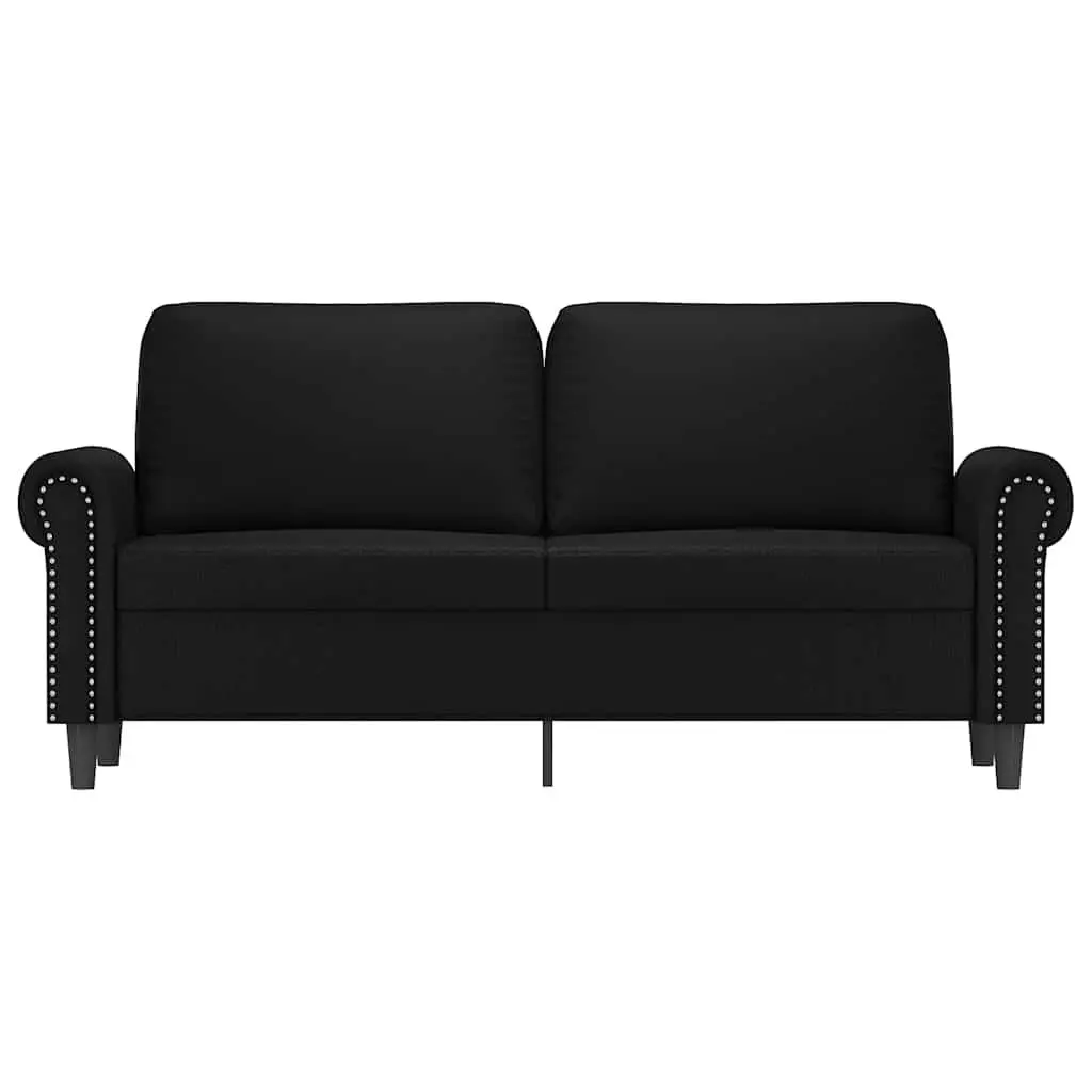 2-Seater Sofa Black 140cm Modern Lounge Couch Faux Leather Seating