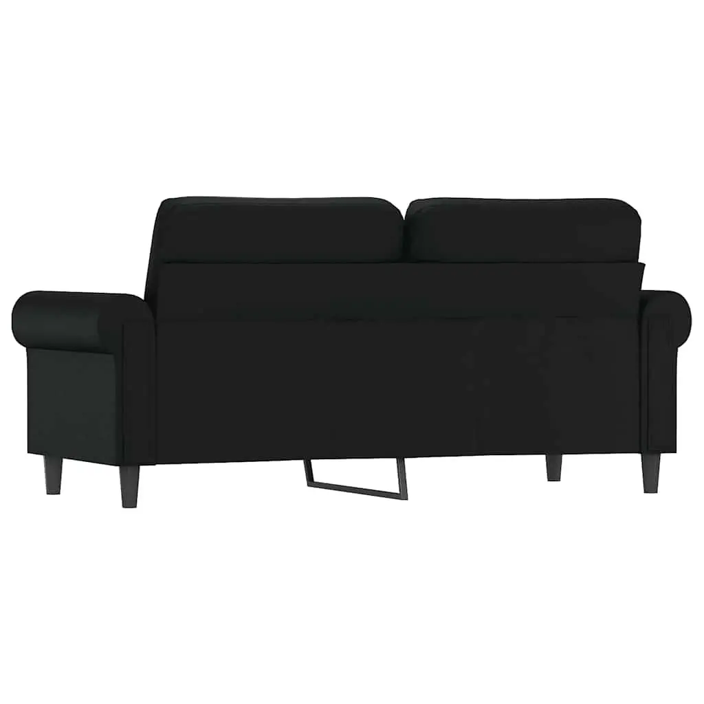 2-Seater Sofa Black 140cm Modern Lounge Couch Faux Leather Seating
