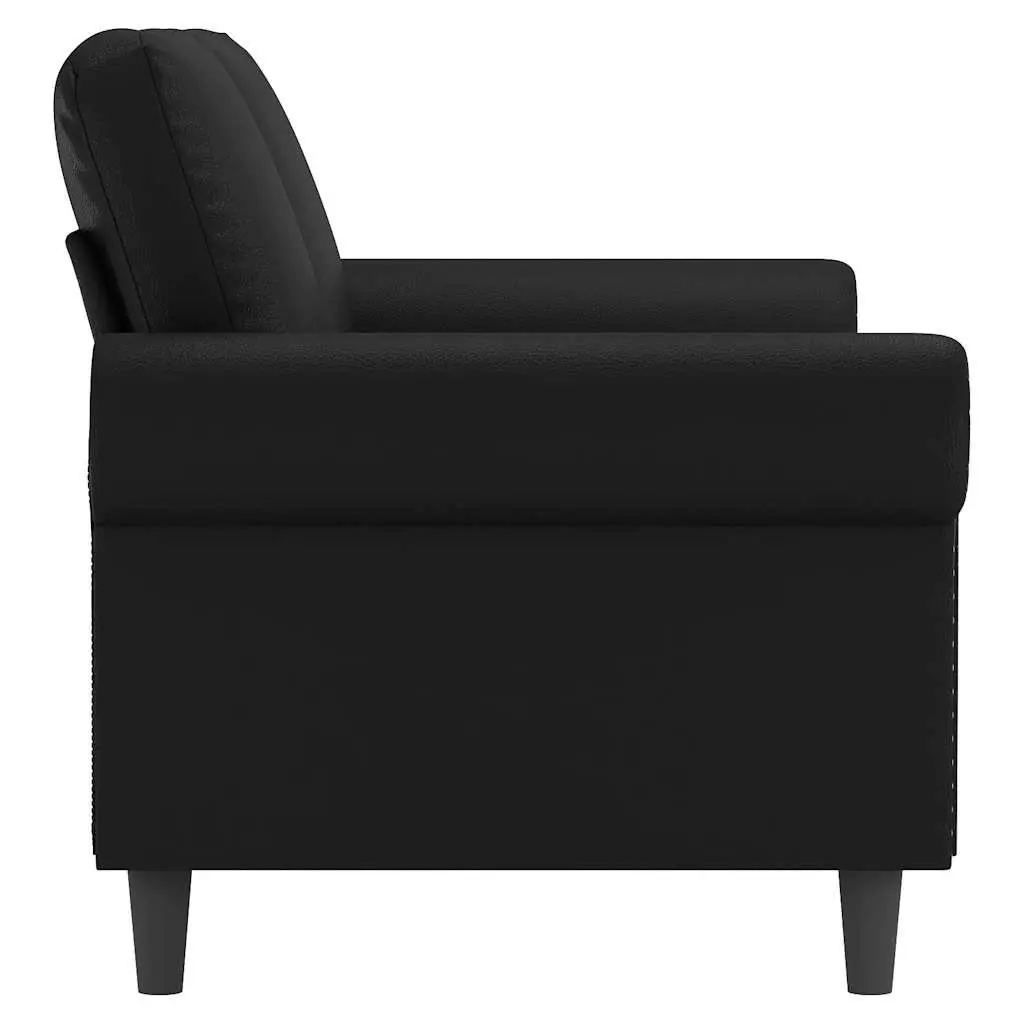 2-Seater Sofa Black 140cm Modern Lounge Couch Faux Leather Seating