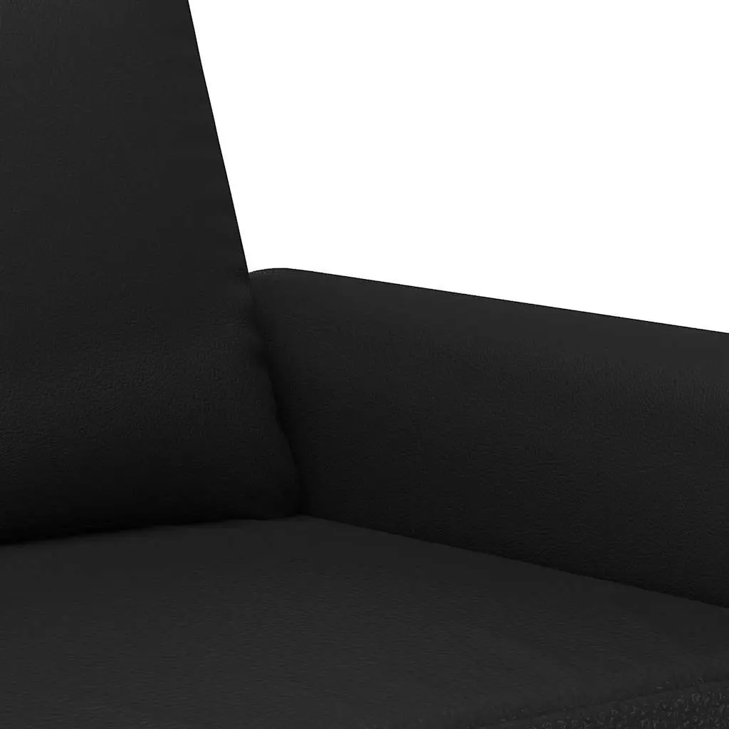 2-Seater Sofa Black 140cm Modern Lounge Couch Faux Leather Seating