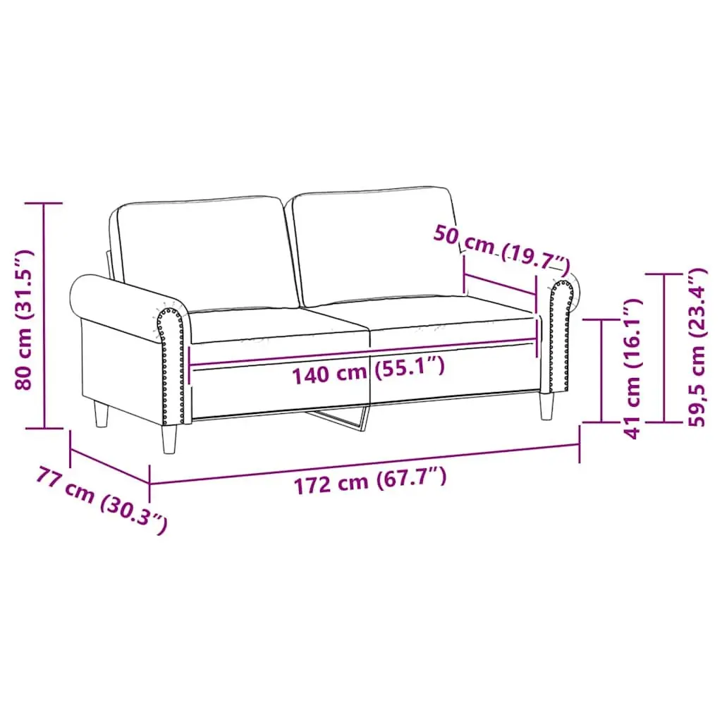 2-Seater Sofa Black 140cm Modern Lounge Couch Faux Leather Seating