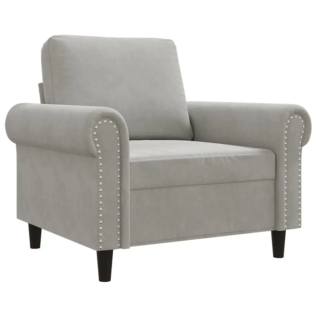 Sofa Chair Grey 60cm Velvet Armchair Comfortable Seating Living Room Furniture