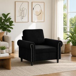 Practical Black Velvet Sofa Chair with Comfort