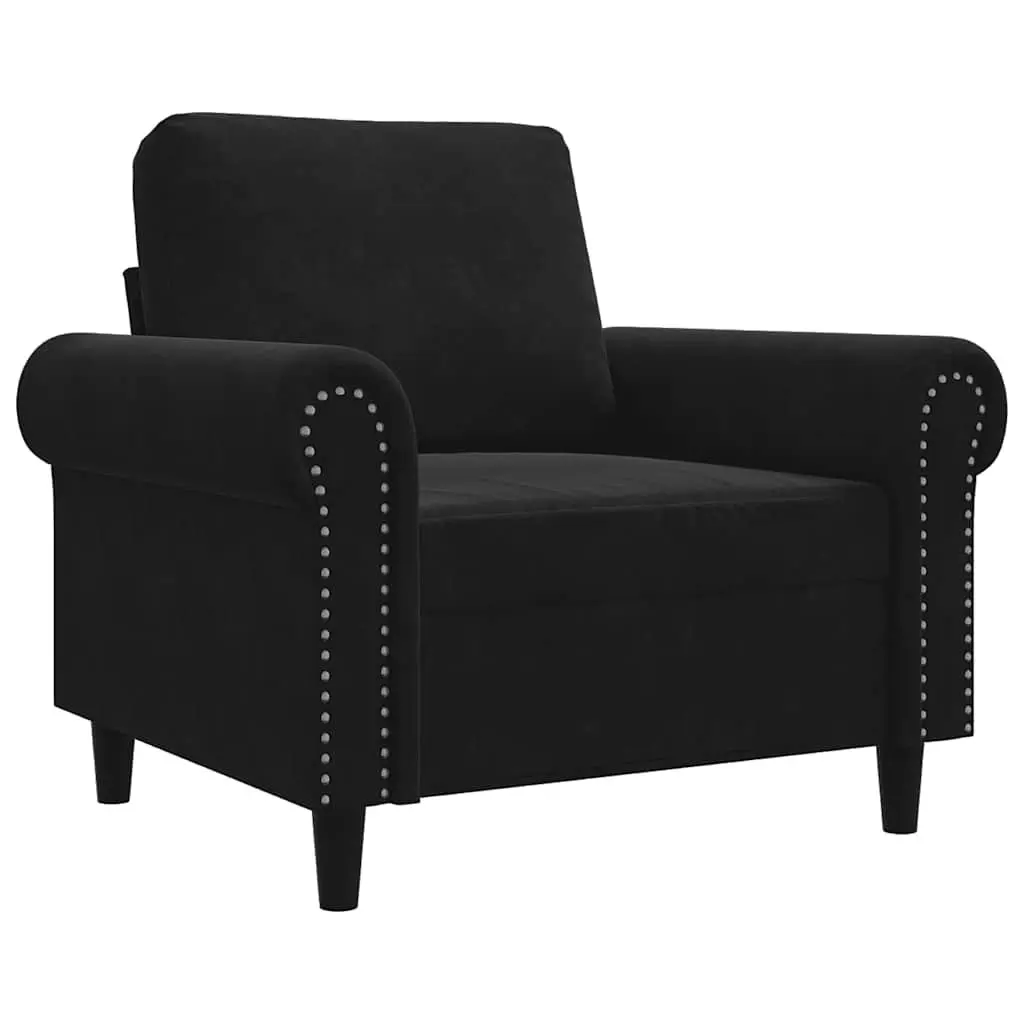 Sofa Chair Velvet Armchair 60cm Black Padded Lounge Seat