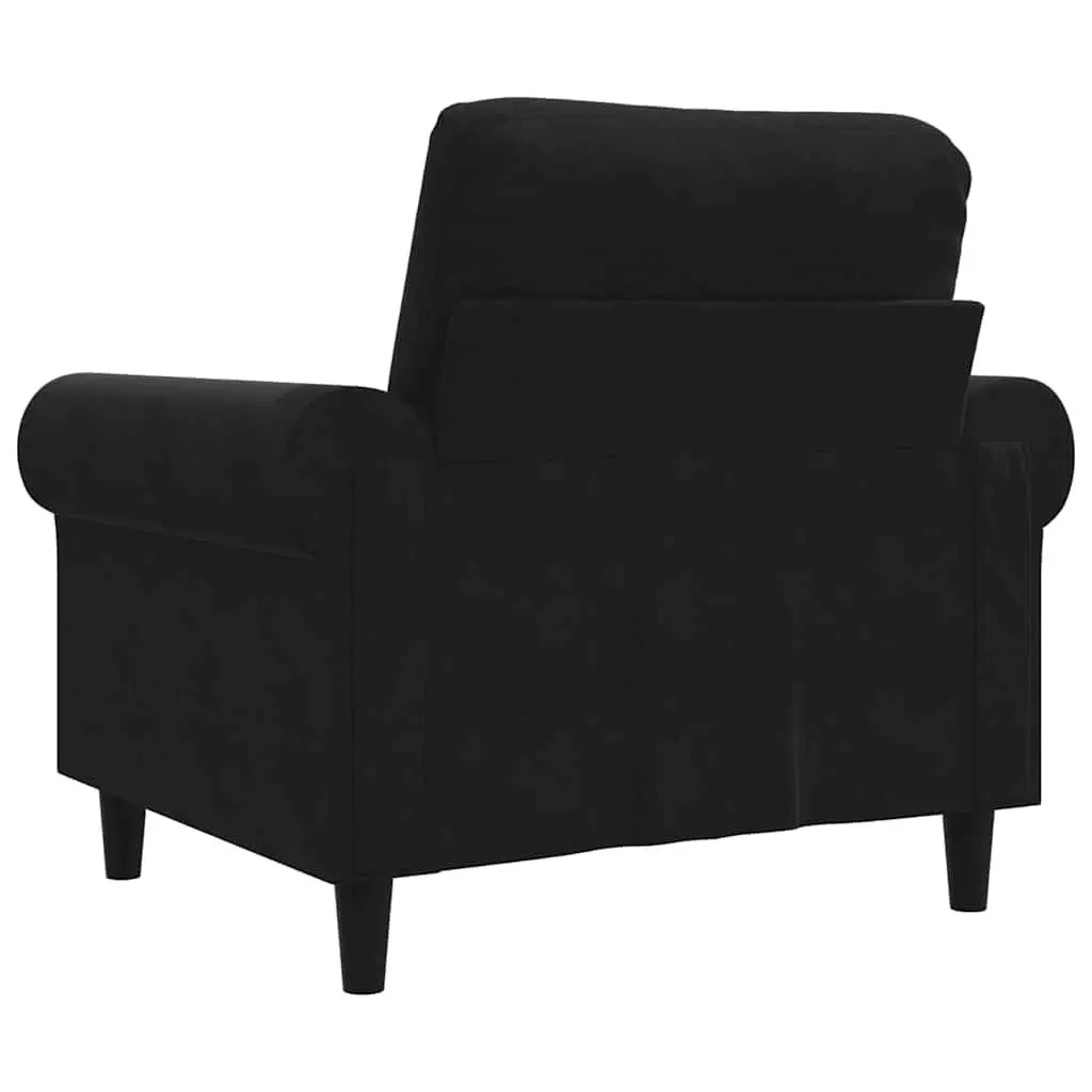 Sofa Chair Velvet Armchair 60cm Black Padded Lounge Seat