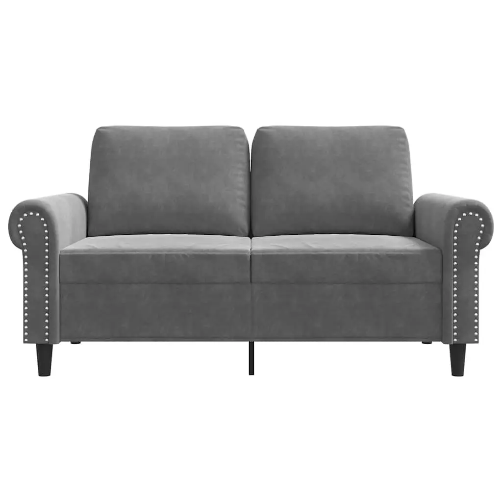 2-Seater Sofa Grey 120cm Velvet Lounge Couch