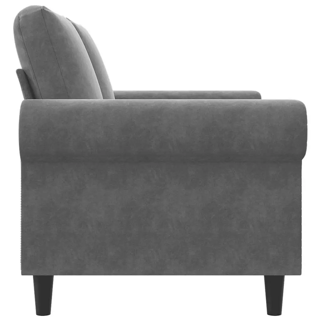 2-Seater Sofa Grey 120cm Velvet Lounge Couch