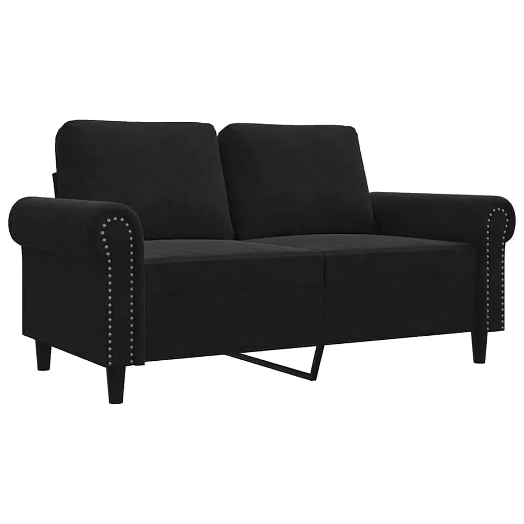 2-Seater Sofa Black 120cm Modern Living Room Couch Velvet Lounge Furniture