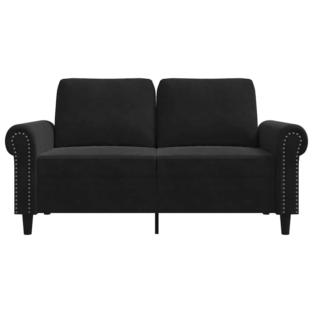 2-Seater Sofa Black 120cm Modern Living Room Couch Velvet Lounge Furniture