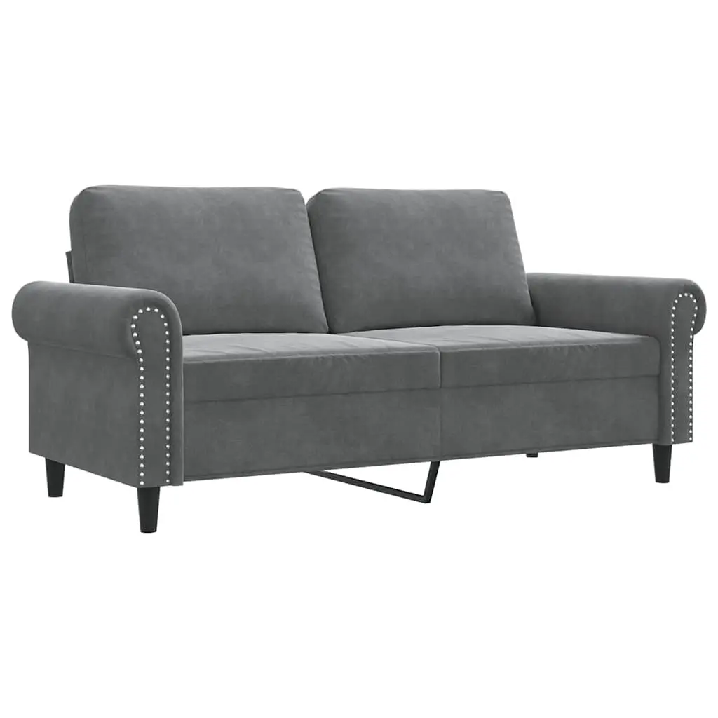 2-Seater Sofa Grey 140cm Modern Living Room Couch Velvet Upholstered