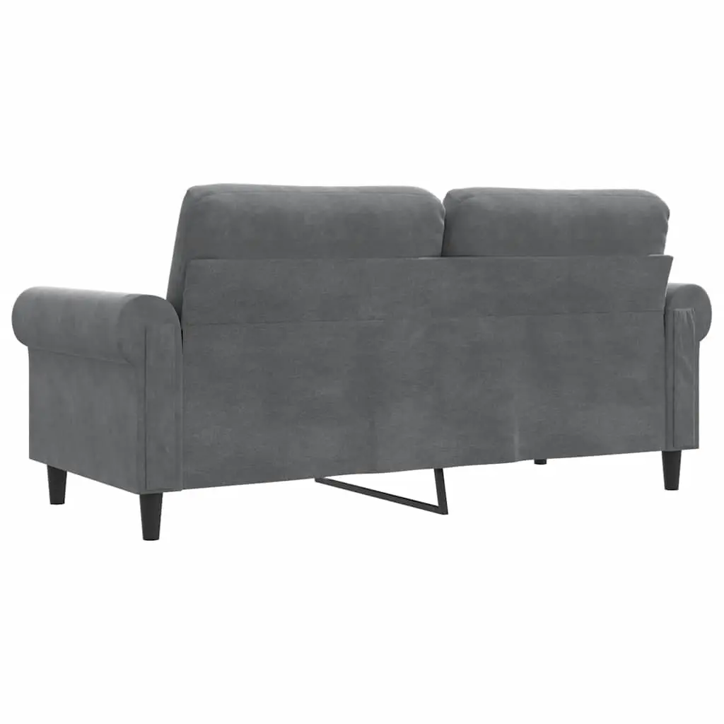 2-Seater Sofa Grey 140cm Modern Living Room Couch Velvet Upholstered