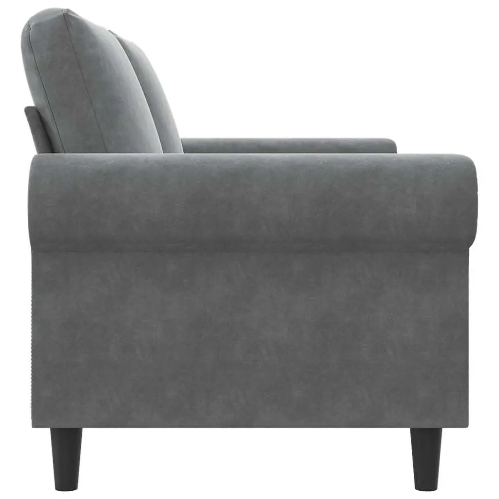 2-Seater Sofa Grey 140cm Modern Living Room Couch Velvet Upholstered