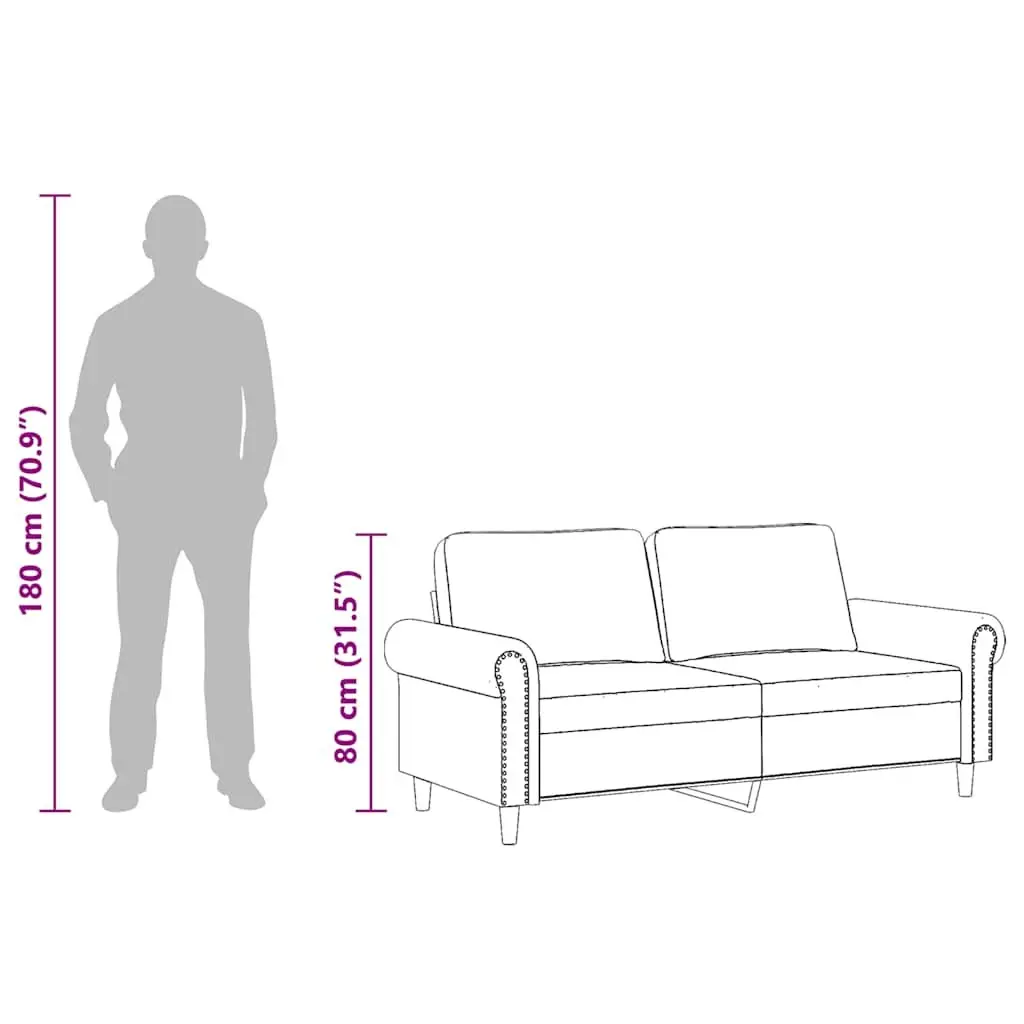 2-Seater Sofa Grey 140cm Modern Living Room Couch Velvet Upholstered