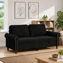 Comfortable Black Velvet 2-Seater Sofa for Your Home