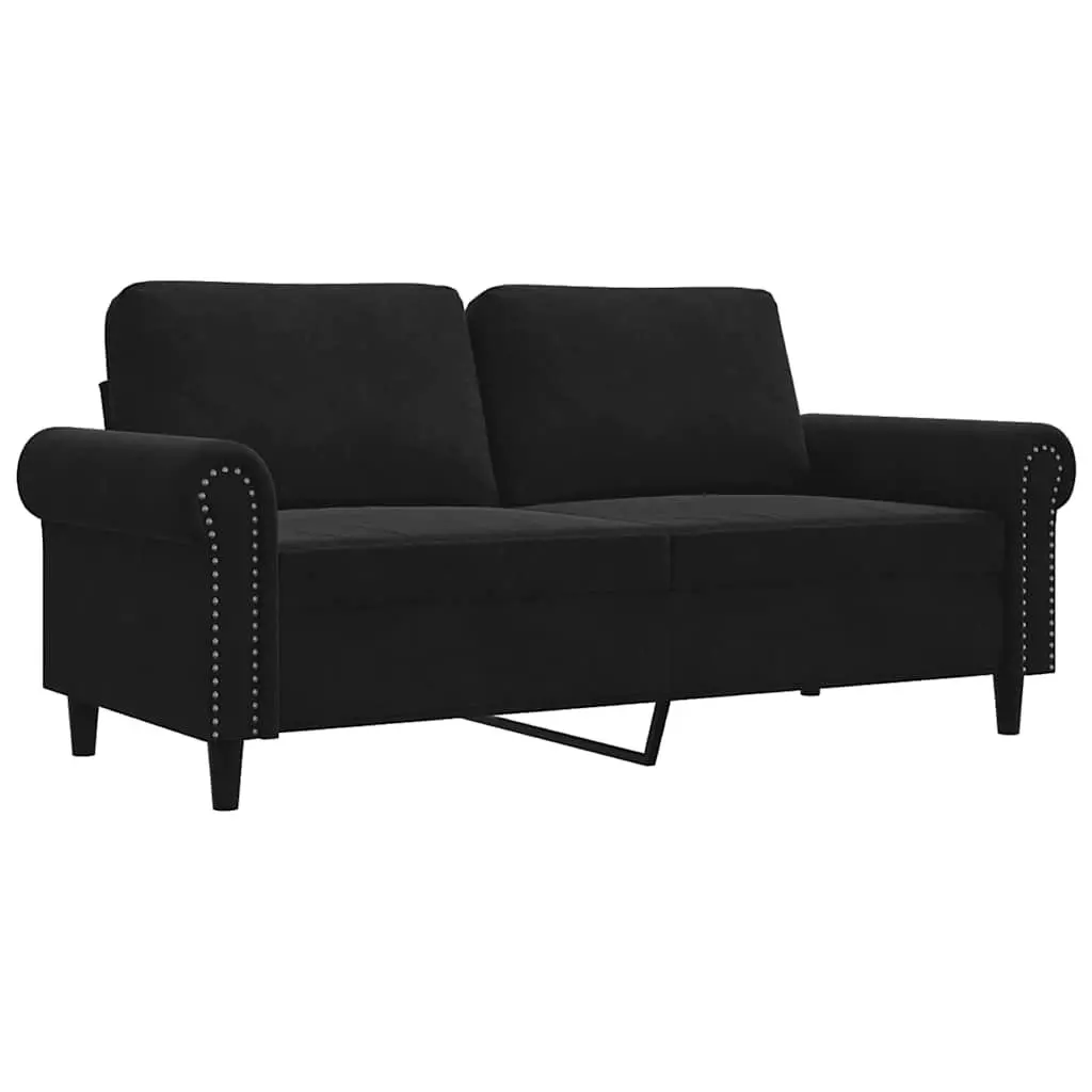 2-Seater Sofa Black 140 cm Velvet Living Room Couch Modern