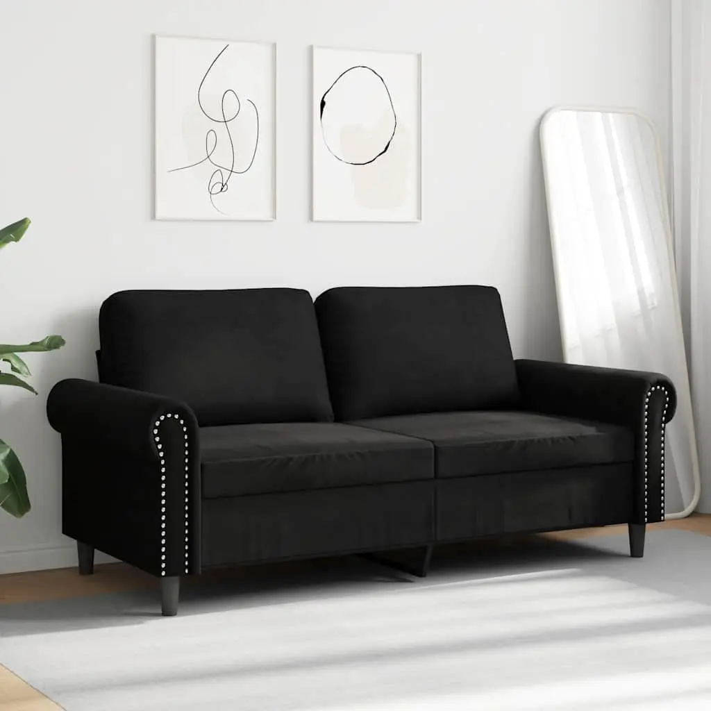 2-Seater Sofa Black 140 cm Velvet Living Room Couch Modern