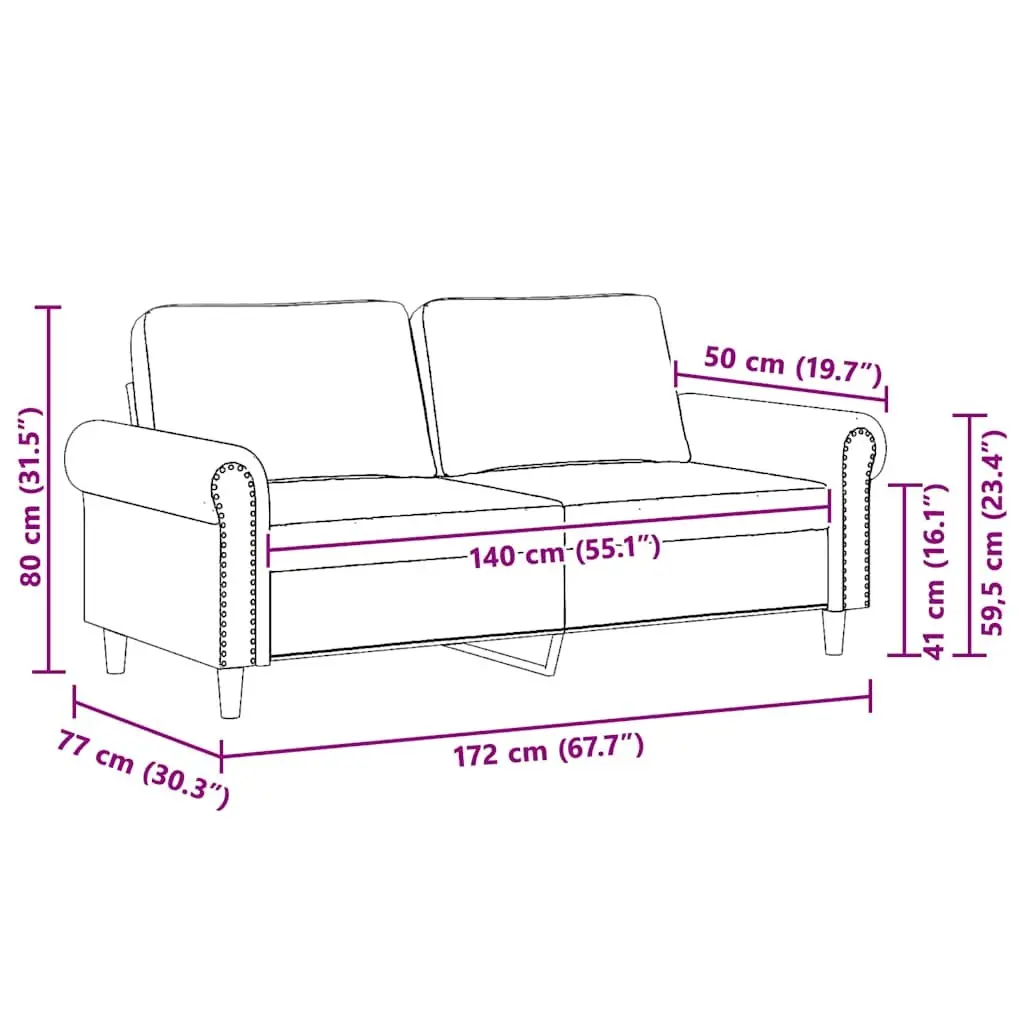 2-Seater Sofa Black 140 cm Velvet Living Room Couch Modern