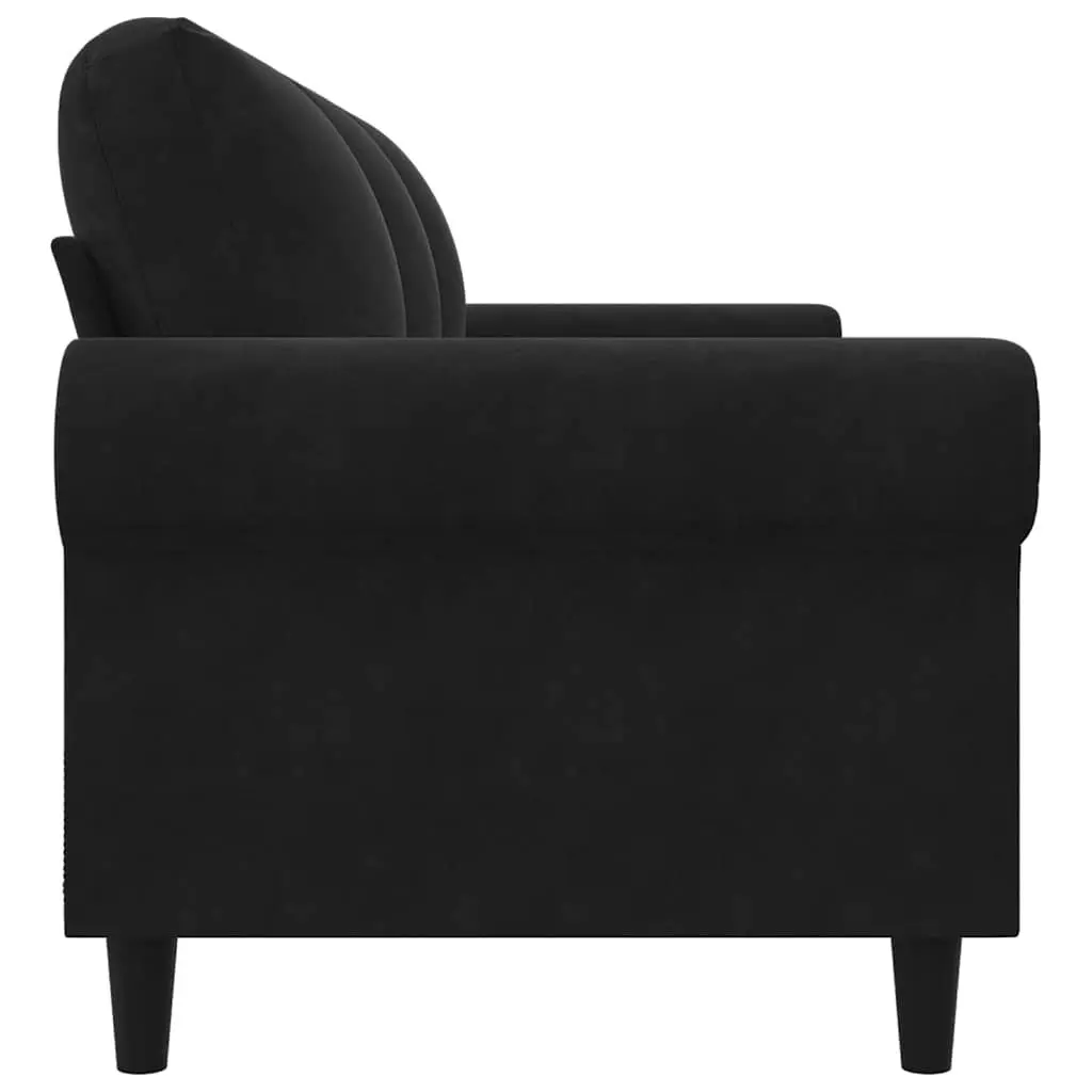 3-Seater Sofa Black 180cm Modern Living Room Couch Velvet Upholstered
