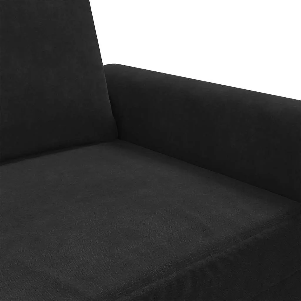 3-Seater Sofa Black 180cm Modern Living Room Couch Velvet Upholstered
