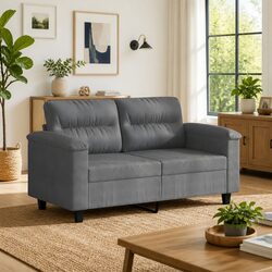 Practical 2-Seater Sofa with Grey Microfibre Finish
