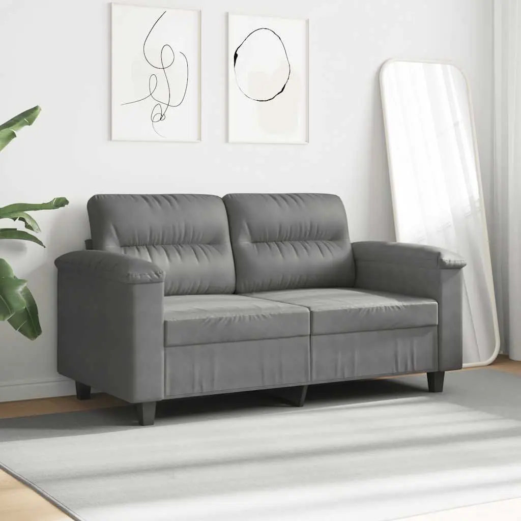 2-Seater Sofa with Grey Microfibre Finish
